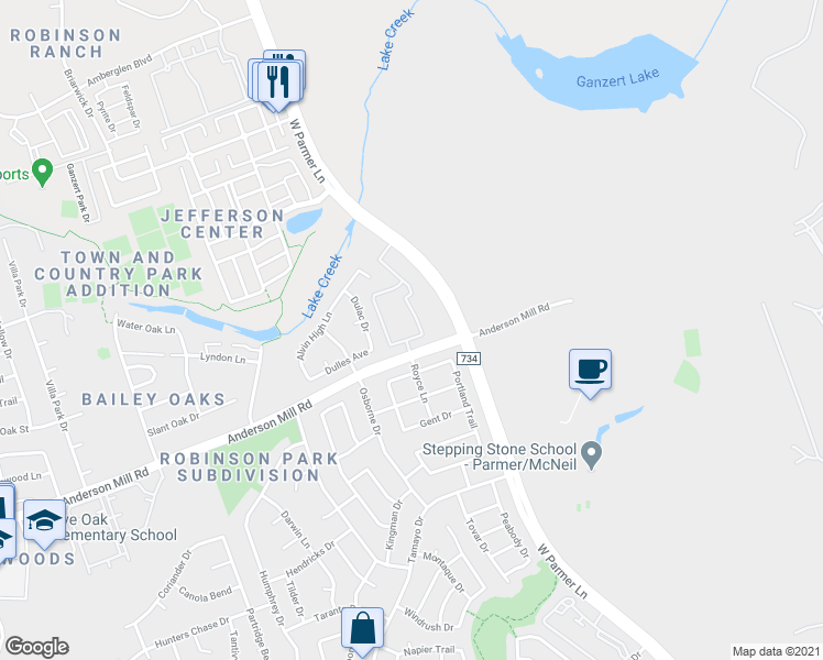 map of restaurants, bars, coffee shops, grocery stores, and more near in Jollyville