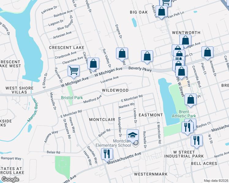 map of restaurants, bars, coffee shops, grocery stores, and more near 919 Fremont Avenue in Pensacola