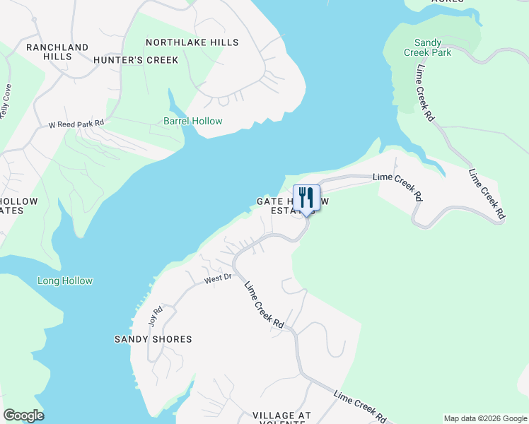 map of restaurants, bars, coffee shops, grocery stores, and more near 8508 Lime Creek Road in Leander