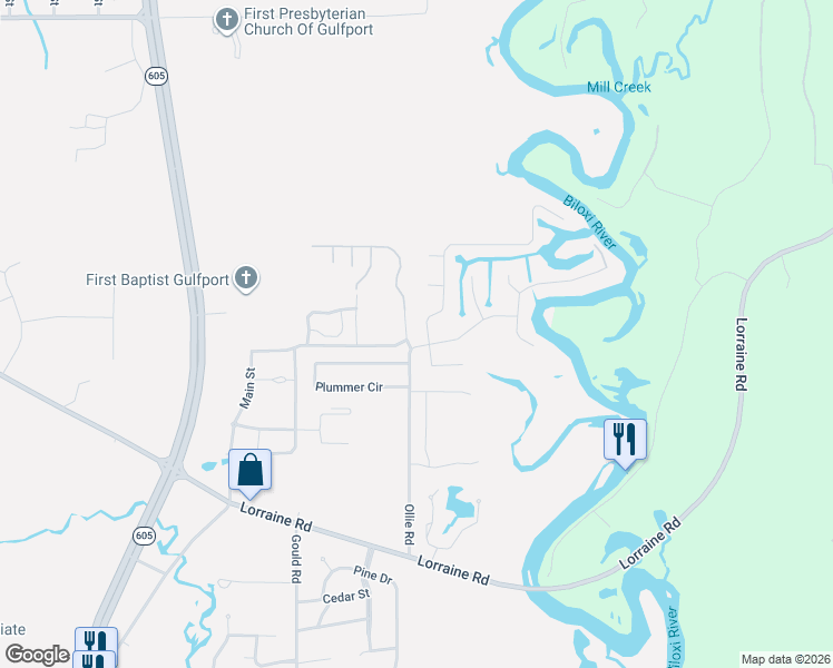 map of restaurants, bars, coffee shops, grocery stores, and more near 12164 Fishermans Trail in Gulfport