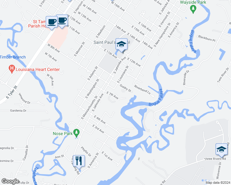 map of restaurants, bars, coffee shops, grocery stores, and more near 622 East 7th Avenue in Covington