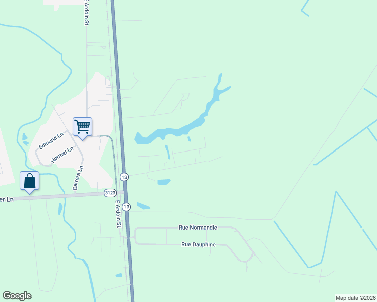 map of restaurants, bars, coffee shops, grocery stores, and more near Eugenne Lane in Eunice