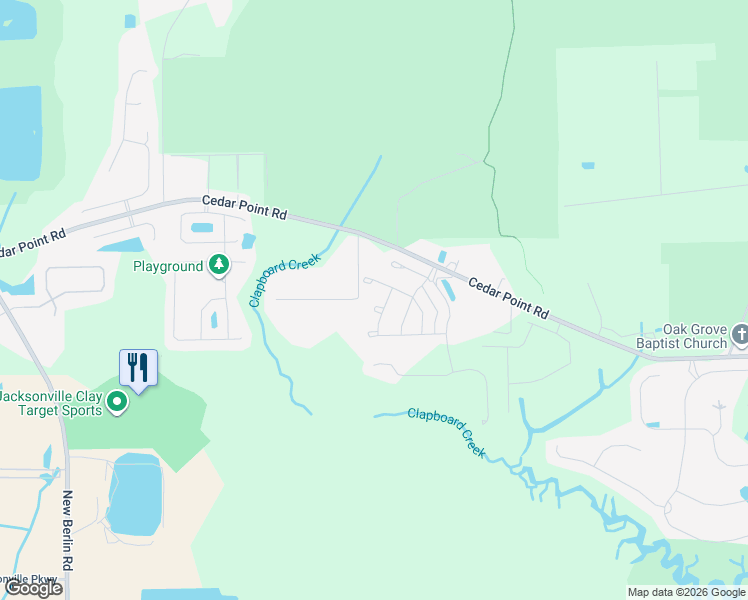 map of restaurants, bars, coffee shops, grocery stores, and more near 12421 Hay Baler Lane in Jacksonville