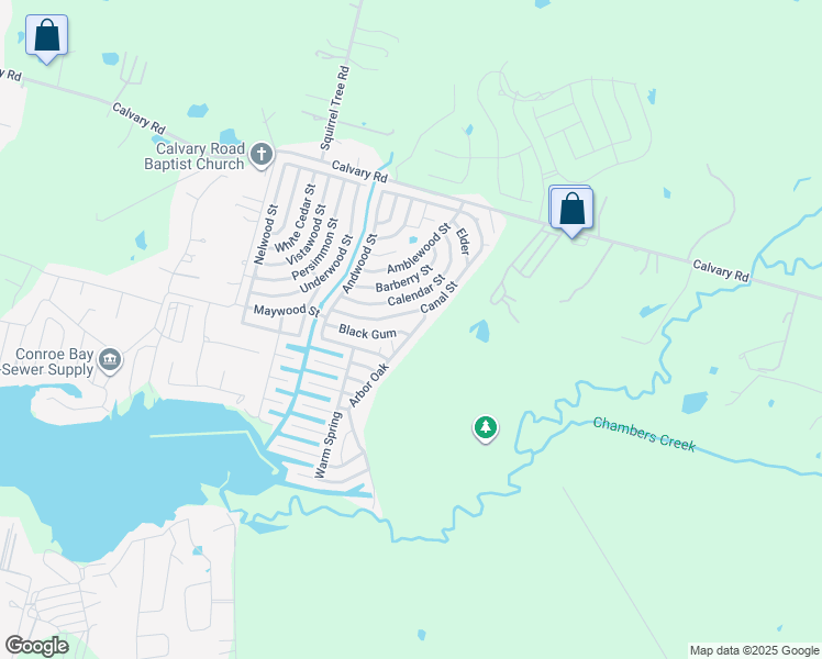 map of restaurants, bars, coffee shops, grocery stores, and more near 9852 Arbor Oak in Willis