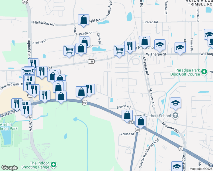 map of restaurants, bars, coffee shops, grocery stores, and more near 1987 Bloomington Avenue in Tallahassee