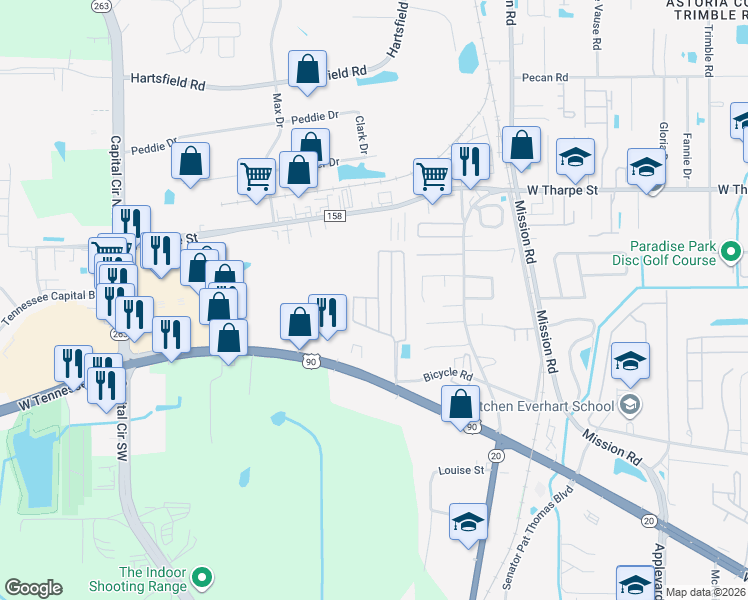map of restaurants, bars, coffee shops, grocery stores, and more near 1976 Green Castle Lane in Tallahassee