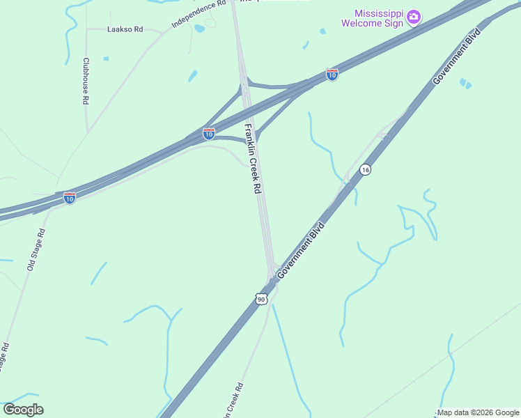 map of restaurants, bars, coffee shops, grocery stores, and more near Franklin Creek Road in Moss Point