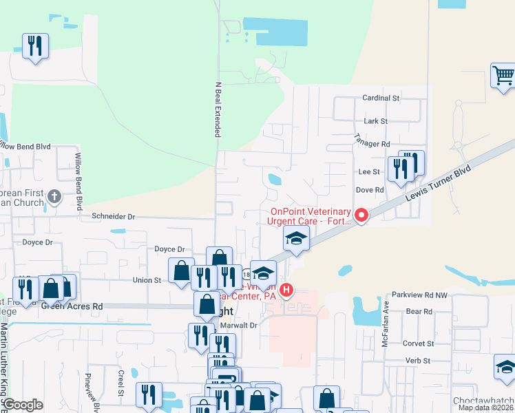 map of restaurants, bars, coffee shops, grocery stores, and more near 1500 Mariah Way West in Fort Walton Beach