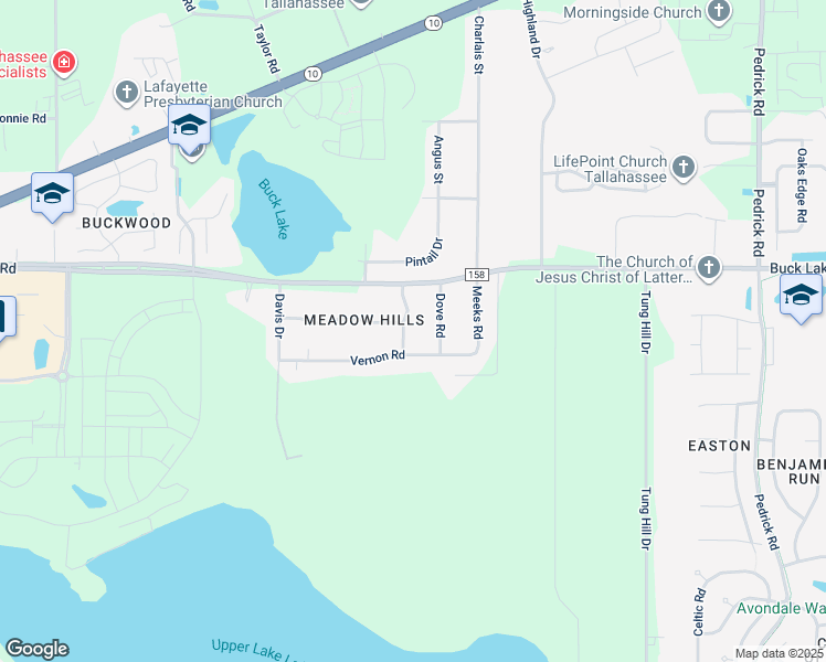 map of restaurants, bars, coffee shops, grocery stores, and more near 1509 Quail Road in Tallahassee