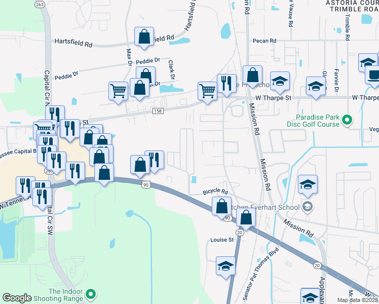 map of restaurants, bars, coffee shops, grocery stores, and more near 1987 Bloomington Avenue in Tallahassee