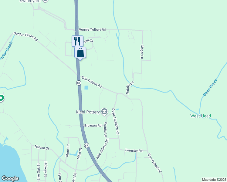 map of restaurants, bars, coffee shops, grocery stores, and more near 3574 Bob Tolbert Road in Navarre