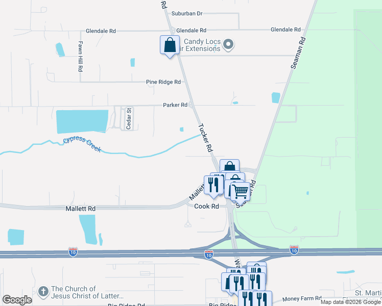 map of restaurants, bars, coffee shops, grocery stores, and more near 8217 Tucker Road in Biloxi