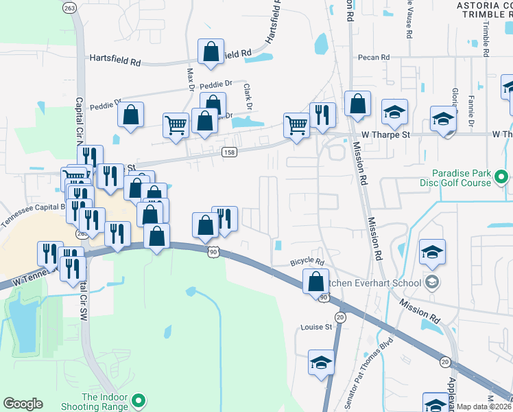 map of restaurants, bars, coffee shops, grocery stores, and more near 1976 Green Castle Lane in Tallahassee