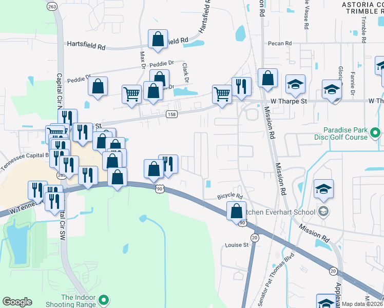 map of restaurants, bars, coffee shops, grocery stores, and more near 1976 Green Castle Lane in Tallahassee