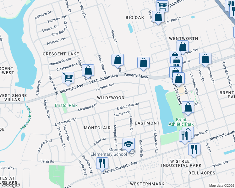 map of restaurants, bars, coffee shops, grocery stores, and more near 914 Medford Avenue in Pensacola