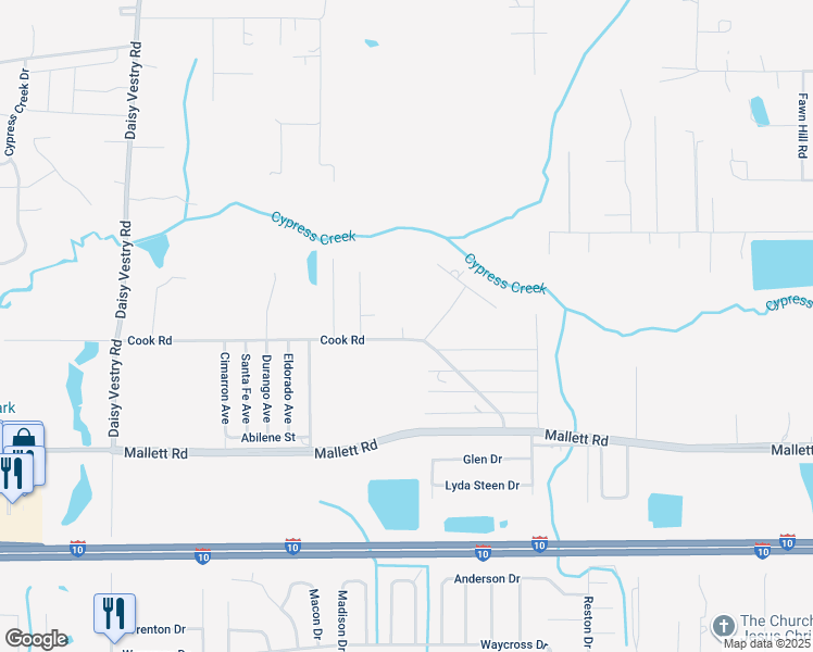 map of restaurants, bars, coffee shops, grocery stores, and more near 15700 Cook Road in Biloxi