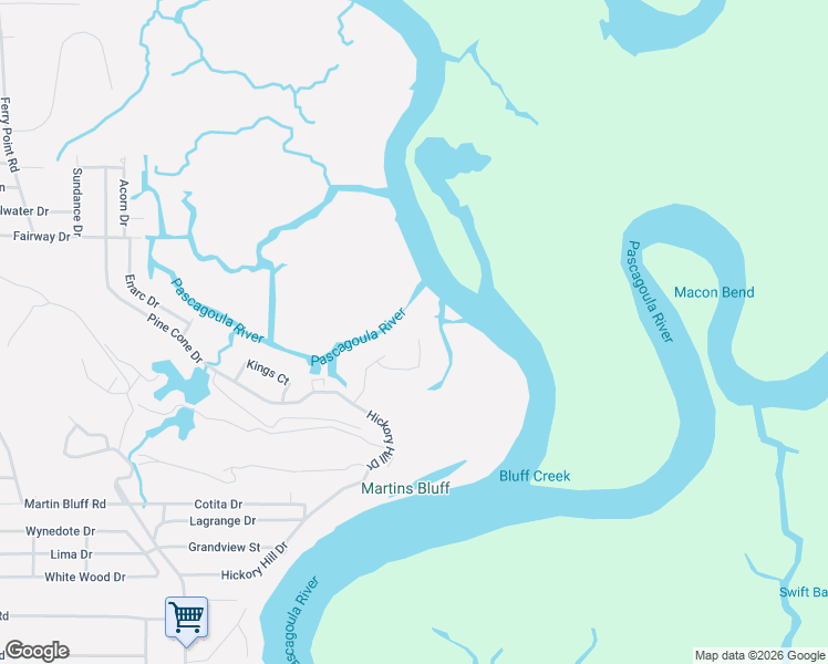 map of restaurants, bars, coffee shops, grocery stores, and more near 804 Powells Point Drive in Gautier