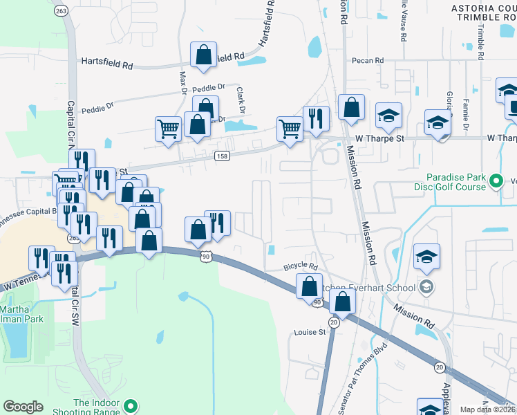 map of restaurants, bars, coffee shops, grocery stores, and more near 1987 Bloomington Avenue in Tallahassee