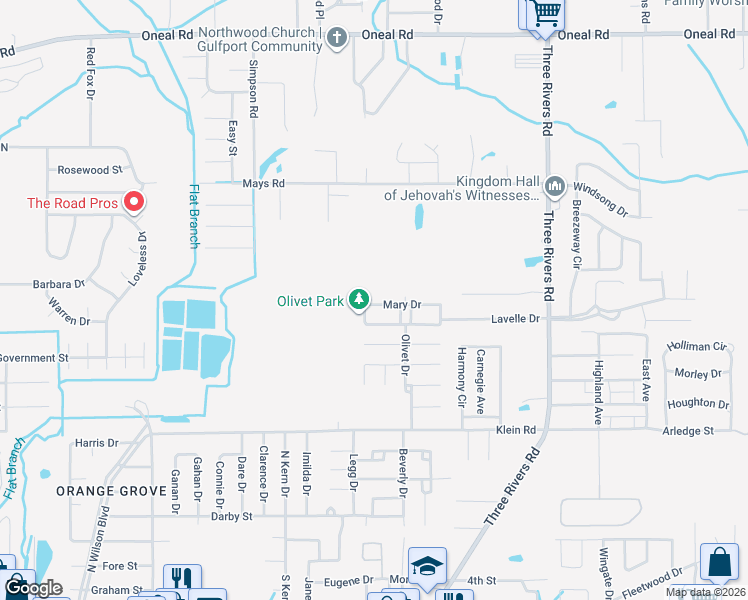 map of restaurants, bars, coffee shops, grocery stores, and more near 210 Mary Drive in Gulfport