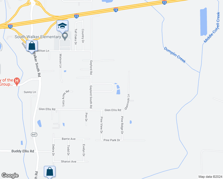 map of restaurants, bars, coffee shops, grocery stores, and more near 14161 Forest Glen Lane in Walker