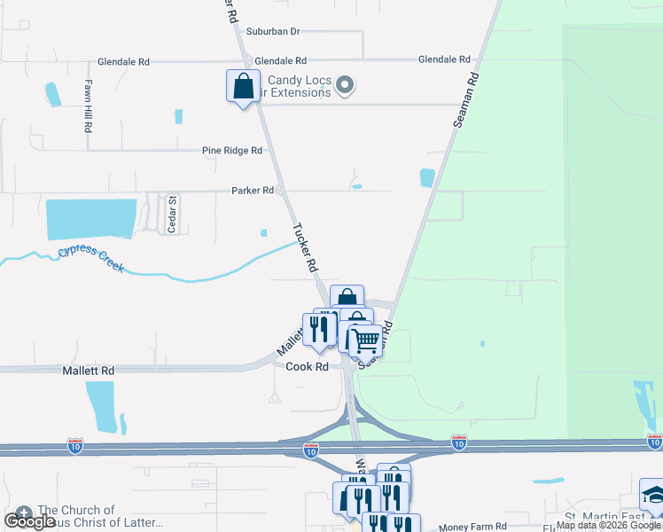 map of restaurants, bars, coffee shops, grocery stores, and more near 8230 Tucker Road in Vancleave