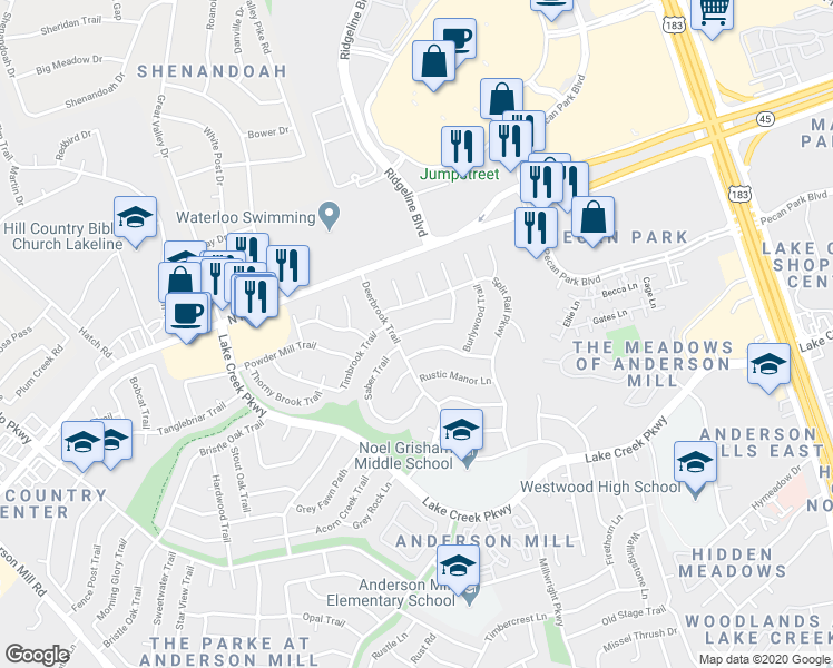 map of restaurants, bars, coffee shops, grocery stores, and more near 11102 Froke Cedar Trail in Austin
