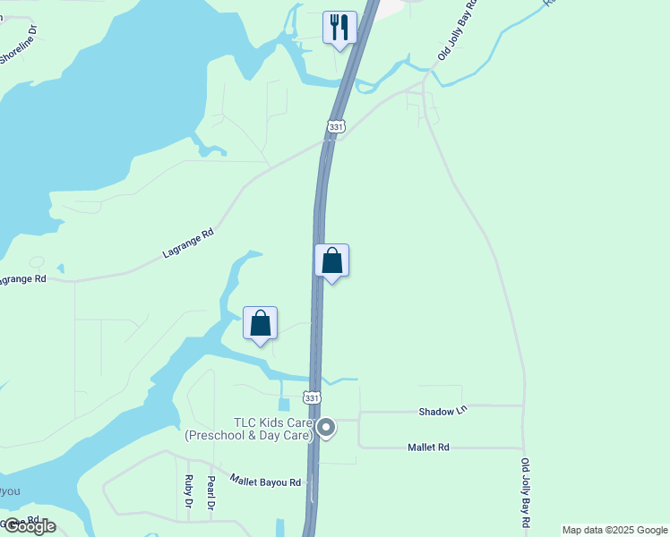 map of restaurants, bars, coffee shops, grocery stores, and more near 18235 U.S. 331 in Freeport