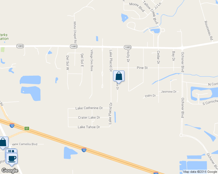 map of restaurants, bars, coffee shops, grocery stores, and more near 71067 Lake Placid Drive in Covington
