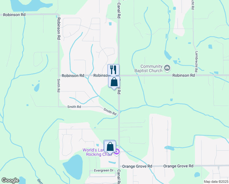 map of restaurants, bars, coffee shops, grocery stores, and more near 12191 Canal Road in Gulfport
