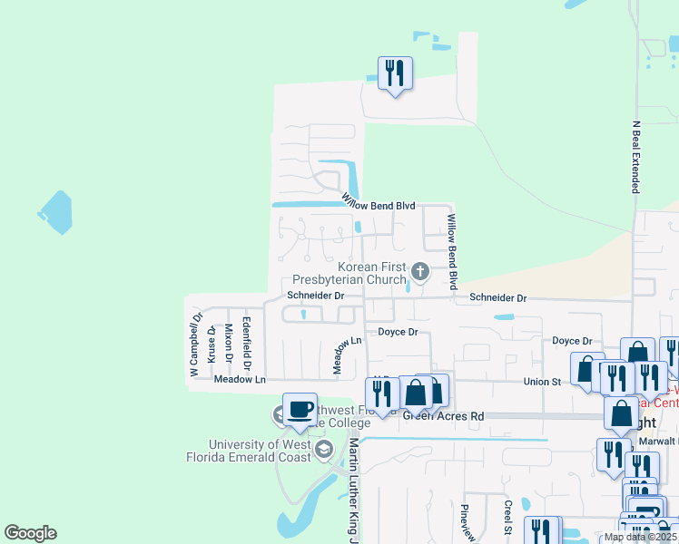 map of restaurants, bars, coffee shops, grocery stores, and more near 503 China's Cove in Fort Walton Beach