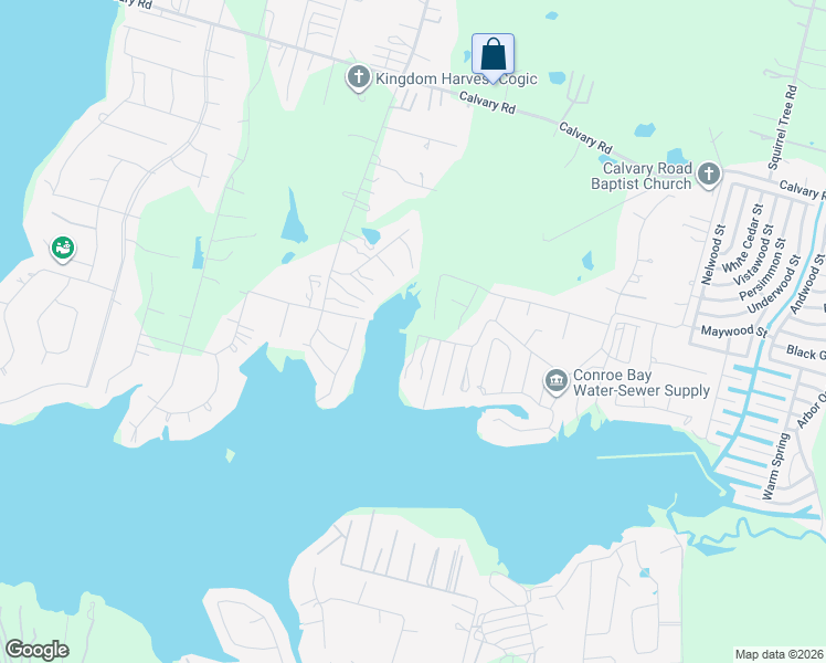 map of restaurants, bars, coffee shops, grocery stores, and more near 13290 Lake Conroe Bay Road in Willis
