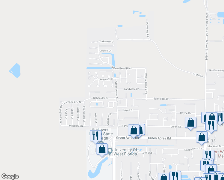 map of restaurants, bars, coffee shops, grocery stores, and more near 503 China's Cove in Fort Walton Beach