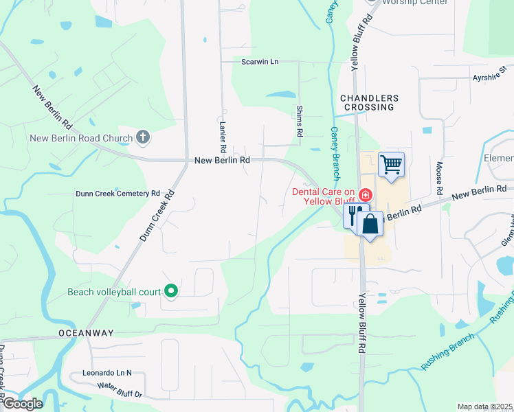 map of restaurants, bars, coffee shops, grocery stores, and more near 12478 Sapp Road in Jacksonville