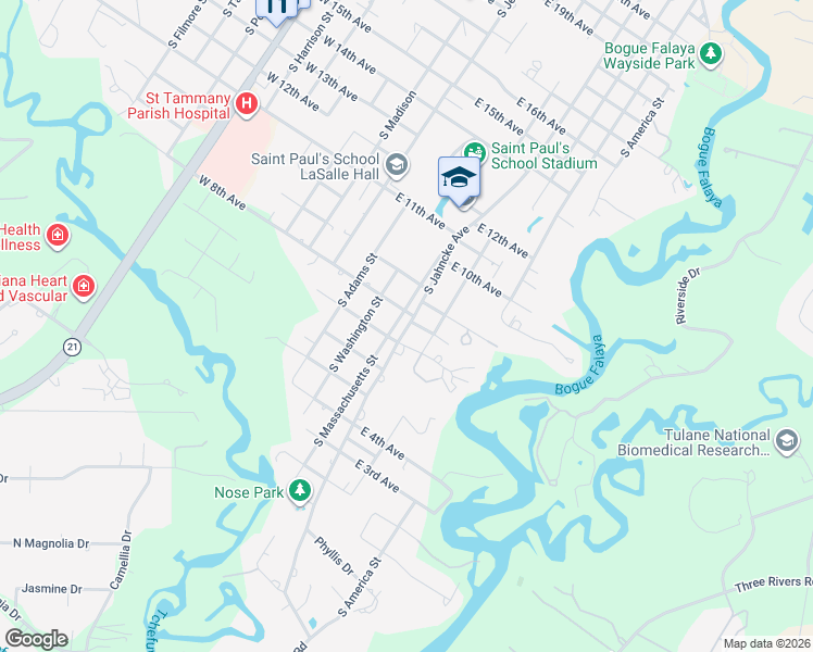 map of restaurants, bars, coffee shops, grocery stores, and more near 1414 South Jahncke Avenue in Covington