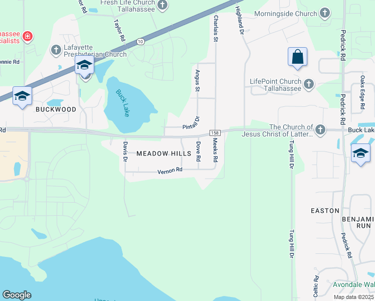 map of restaurants, bars, coffee shops, grocery stores, and more near 1509 Quail Road in Tallahassee