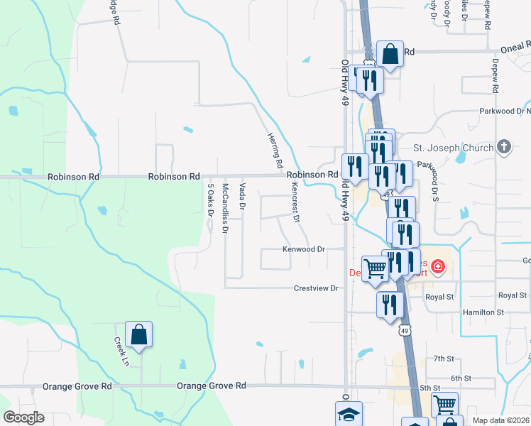 map of restaurants, bars, coffee shops, grocery stores, and more near 12202 Gregory Ave in Gulfport