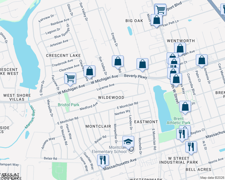 map of restaurants, bars, coffee shops, grocery stores, and more near 914 Medford Avenue in Pensacola
