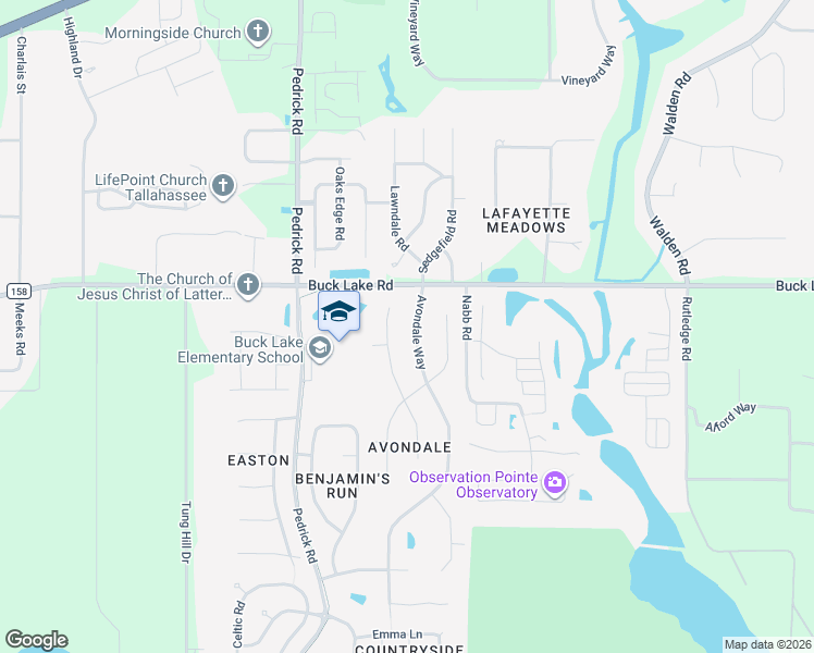 map of restaurants, bars, coffee shops, grocery stores, and more near 1542 Avondale Way in Tallahassee