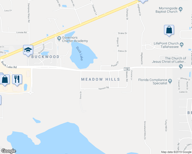 map of restaurants, bars, coffee shops, grocery stores, and more near 4916 Lester Road in Tallahassee