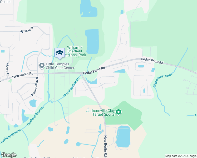 map of restaurants, bars, coffee shops, grocery stores, and more near 4092 Ringneck Drive in Jacksonville