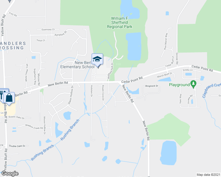 map of restaurants, bars, coffee shops, grocery stores, and more near 12262 Black Walnut Court in Jacksonville