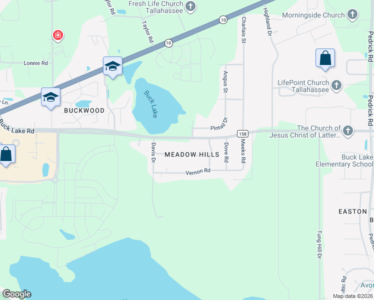 map of restaurants, bars, coffee shops, grocery stores, and more near 4922 Lester Road in Tallahassee