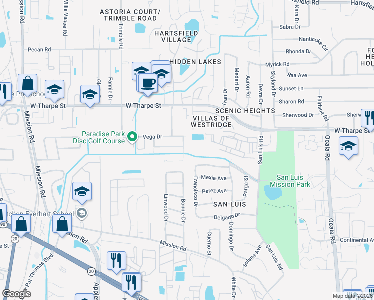 map of restaurants, bars, coffee shops, grocery stores, and more near 1413 Deerhaven Lane in Tallahassee