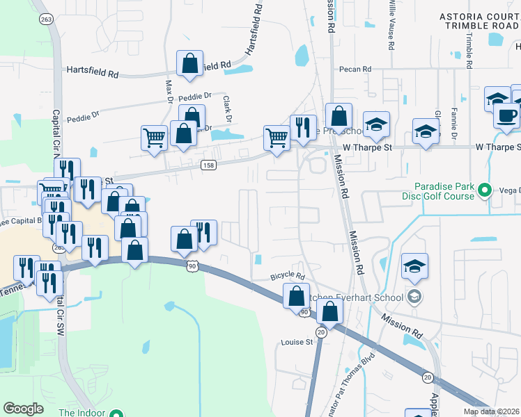 map of restaurants, bars, coffee shops, grocery stores, and more near 1987 Bloomington Avenue in Tallahassee