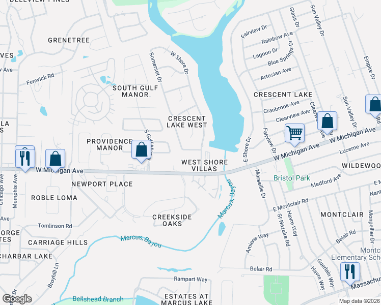 map of restaurants, bars, coffee shops, grocery stores, and more near 5619 Talquin Avenue in Pensacola