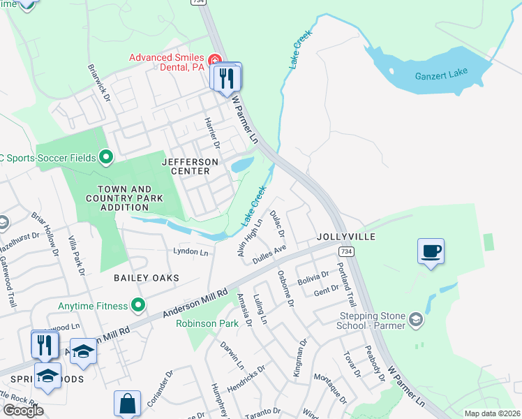 map of restaurants, bars, coffee shops, grocery stores, and more near 8437 Alvin High Lane in Austin