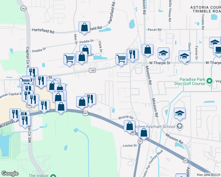 map of restaurants, bars, coffee shops, grocery stores, and more near 1987 Bloomington Avenue in Tallahassee