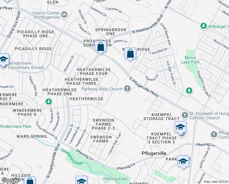 map of restaurants, bars, coffee shops, grocery stores, and more near 1401 Haley Gray Drive in Pflugerville