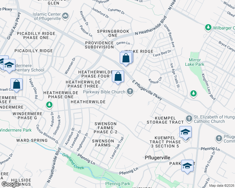 map of restaurants, bars, coffee shops, grocery stores, and more near 1401 Haley Gray Drive in Pflugerville
