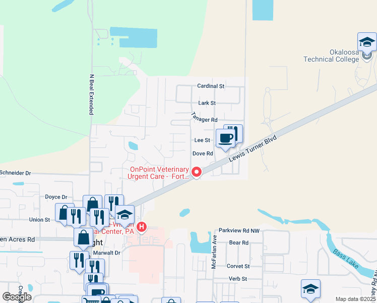 map of restaurants, bars, coffee shops, grocery stores, and more near 1970 Procteridge Court in Fort Walton Beach